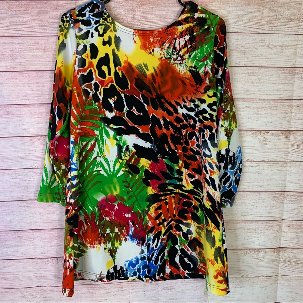 Max & Rina Multi Color Print‎ Blouse Medium - Picture 4 of 4